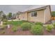 Landscaped backyard with patio, lawn, and mature bushes with lots of privacy at 5394 S Valdai Way, Aurora, CO 80015