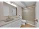 Tidy bathroom with shower, vanity, and updated fixtures at 635 S Alton Way # 6A, Denver, CO 80247