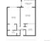Detailed floor plan showing layout of rooms, including living room, bedroom, kitchen, and bathroom at 635 S Alton Way # 6A, Denver, CO 80247