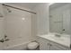 Clean bathroom with a shower/tub combo and vanity at 1179 S Waco St # E, Aurora, CO 80017