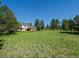 Expansive grassy yard surrounding a beautiful home with mature trees and clear blue sky at 11824 E Basswood Ln, Franktown, CO 80116