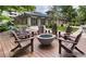 Cozy outdoor patio with comfortable Adirondack chairs arranged around a modern fire pit, perfect for gatherings at 1301 Speer Blvd # 702, Denver, CO 80204