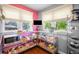 A well-stocked pantry with lots of food storage space and natural light from the windows at 2604 Elm St, Denver, CO 80207