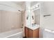 Clean bathroom with granite vanity and shower/tub combo at 16312 E Fremont Ave # 2, Aurora, CO 80016