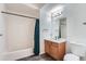Clean bathroom with granite vanity and shower/tub combo at 16312 E Fremont Ave # 2, Aurora, CO 80016