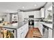 Modern kitchen featuring a spacious island, white cabinets, and stainless steel appliances at 11250 Florence St # 21A, Commerce City, CO 80640