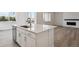 Kitchen island features stainless steel dishwasher, sink, and white cabinets with modern hardware at 9197 Ironwood St, Highlands Ranch, CO 80129