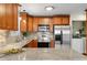 Updated kitchen featuring stainless steel appliances, granite countertops, and wood cabinetry at 3190 Ward Ct, Wheat Ridge, CO 80215