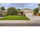 Single-story brick home boasting a lovely lawn and landscaping at 3544 Dyanna Dr, Thornton, CO 80241