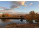 Expansive landscape view with golden trees reflecting into the pond under the beautiful sky at 12431 Red Fox Way, Broomfield, CO 80021