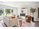 Bright living room with a modern fireplace, neutral decor, and a large window providing ample natural light at 2226 S Galapago St, Denver, CO 80223