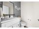 Stylish half bath features white vanity and modern fixtures at 1305 Osceola St, Denver, CO 80204