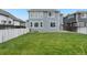 Grassy backyard with wood fence offering privacy, backing to other properties at 15378 E 99Th Way, Commerce City, CO 80022