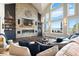 Bright living room with a stone fireplace and large windows offering beautiful views at 4541 Tierra Alta Dr, Castle Rock, CO 80104