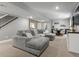 Basement living room area with comfortable seating and entertainment setup at 5716 Boston Ct, Denver, CO 80238