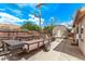 Fenced backyard featuring a trailer, shed and outdoor seating area, great for storage and relaxation at 2281 Oak Pl, Thornton, CO 80229