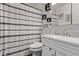 Bathroom featuring an elegant shower curtain and stylish décor at 2281 Oak Pl, Thornton, CO 80229