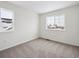 Simple bedroom with neutral carpeting and two windows at 692 Apex Rise St, Erie, CO 80516