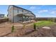 Spacious backyard with a covered patio, lush lawn, and mature landscaping at 21 N Edge Cliff St, Castle Rock, CO 80104