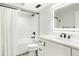 Bright bathroom with a shower/tub combo, white vanity, and a lighted mirror at 37625 Pheasant Run, Elizabeth, CO 80107