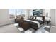 This bedroom features three windows, a modern bed, and hardwood floors at 7392 Timberstone St, Castle Pines, CO 80108
