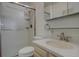 Clean bathroom with shower, toilet and vanity at 1455 S Vaughn Cir, Aurora, CO 80012