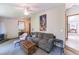 Comfortable living room with neutral tones, plush sofa, wood-burning stove, and serene ambiance at 331 Sherman St, Longmont, CO 80501