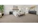 Spacious carpeted main bedroom featuring modern decor, ensuite bath access, and ample natural light at 9117 Buck Hill Dr, Highlands Ranch, CO 80126