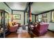 Relaxing living space with a vintage leather sofa and lots of natural light at 7364 Rossman Gulch Rd, Morrison, CO 80465