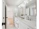 Bright bathroom featuring a dual sink vanity with white countertops and bronze hardware at 6279 E Princeton Ave, Cherry Hills Village, CO 80111