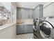 Well-organized laundry room with ample storage and modern washer and dryer at 6279 E Princeton Ave, Cherry Hills Village, CO 80111