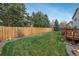 The home has a well-manicured lawn, deck and sturdy wooden fence at 23955 Glenmoor Way, Parker, CO 80138
