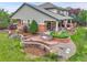 Aerial backyard view with patio and gardens, showcasing lush landscaping and outdoor living spaces at 7949 S Blackstone Pkwy, Aurora, CO 80016