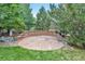 Outdoor stone fire pit area surrounded by a low brick wall and well-kept lawn at 7949 S Blackstone Pkwy, Aurora, CO 80016