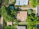 Aerial view of a quaint home with a well-maintained roof, surrounded by lush greenery and neighboring houses at 3061 S Marion St, Englewood, CO 80113