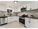 Modern kitchen featuring white cabinets, stainless steel appliances, and stylish backsplash at 2259 Meade St, Denver, CO 80211