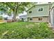This backyard features green grass, a patio, and the exterior of the home at 10869 W 65Th Way, Arvada, CO 80004