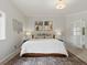 A serene bedroom showcasing a luxurious bed, contemporary artwork, and soothing neutral tones at 10335 W 18Th Pl, Lakewood, CO 80215
