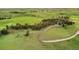 Wide aerial view of a sprawling estate, highlighting a home, winding driveway, and the property's vast green pastures at 1752 Private Road 130, Elizabeth, CO 80107