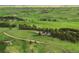 Stunning aerial view of a home nestled among trees, with a long driveway and expansive green pastures in the background at 1752 Private Road 130, Elizabeth, CO 80107