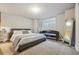 Basement bedroom with a queen-size bed and full-length mirror at 7144 Galaxy Ct, Castle Rock, CO 80108