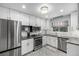 Bright kitchen featuring white cabinets, stainless steel appliances, and stylish backsplash at 10478 Ogden St, Northglenn, CO 80233