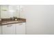 Bright powder room with modern vanity, neutral counter and contemporary fixtures at 2114 Lowell Blvd, Denver, CO 80211