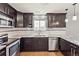 This kitchen features espresso cabinets, stainless steel appliances, and granite countertops at 2172 S Harlan St, Denver, CO 80227