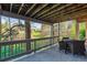 Covered patio with outdoor seating area and views of the backyard at 907 Greenridge Ln, Castle Pines, CO 80108