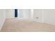 Unfinished basement with neutral carpet and a window covered by a blue curtain to create an inviting space at 26322 E 2Nd Ave, Aurora, CO 80018