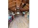 Interior view of a shed with wooden walls and a workbench with tools at 21041 E Ida Ave, Centennial, CO 80015