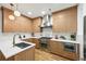 Modern kitchen with stainless steel appliances, quartz countertops, and custom cabinetry at 734 N Downing St, Denver, CO 80218