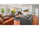 Cozy living room with a fireplace, plush sofas, hardwood floors, and modern decor at 6566 S Telluride St, Aurora, CO 80016