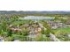 Community aerial featuring lake views, a large park, and ample parking for residents and guests at 718 Julian Cir, Lafayette, CO 80026